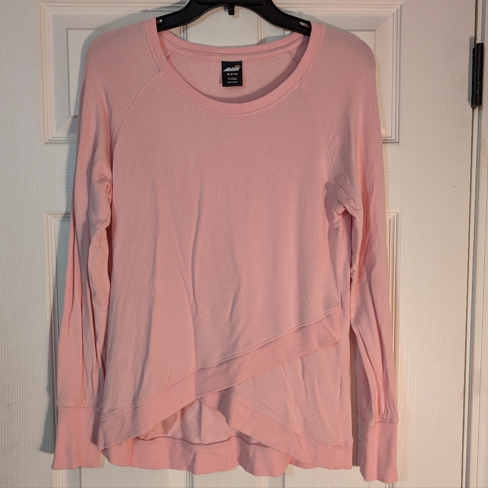 Avia Women's Tulip Hem Baby Pink Long Sleeve Shirt Size M